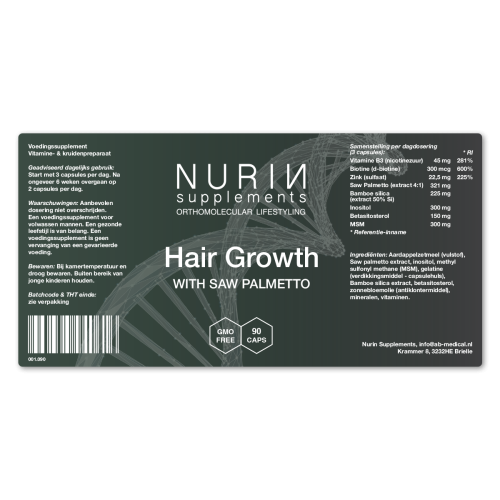 Hair Growth-Saw Palmetto: Inhoud 90 Capsules  - Afbeelding 2