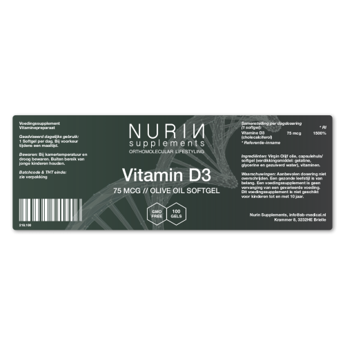 Vitamine D3 75mg: Inhoud 100 softgels - Afbeelding 2